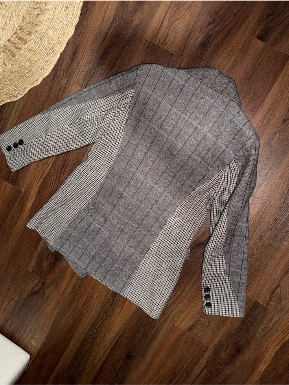 Avec Les Filles Mixed Plaid Double Breasted Blazer party summer $169  Classic